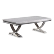 Coffee Table- Faux Marble Top- Chrome Pedestal Base- 51 Inch