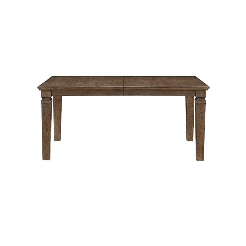 Dining Table w Removable Leaf- 66-84 Inch Top- Light Brown Veneer