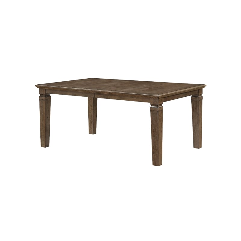 Dining Table w Removable Leaf- 66-84 Inch Top- Light Brown Veneer