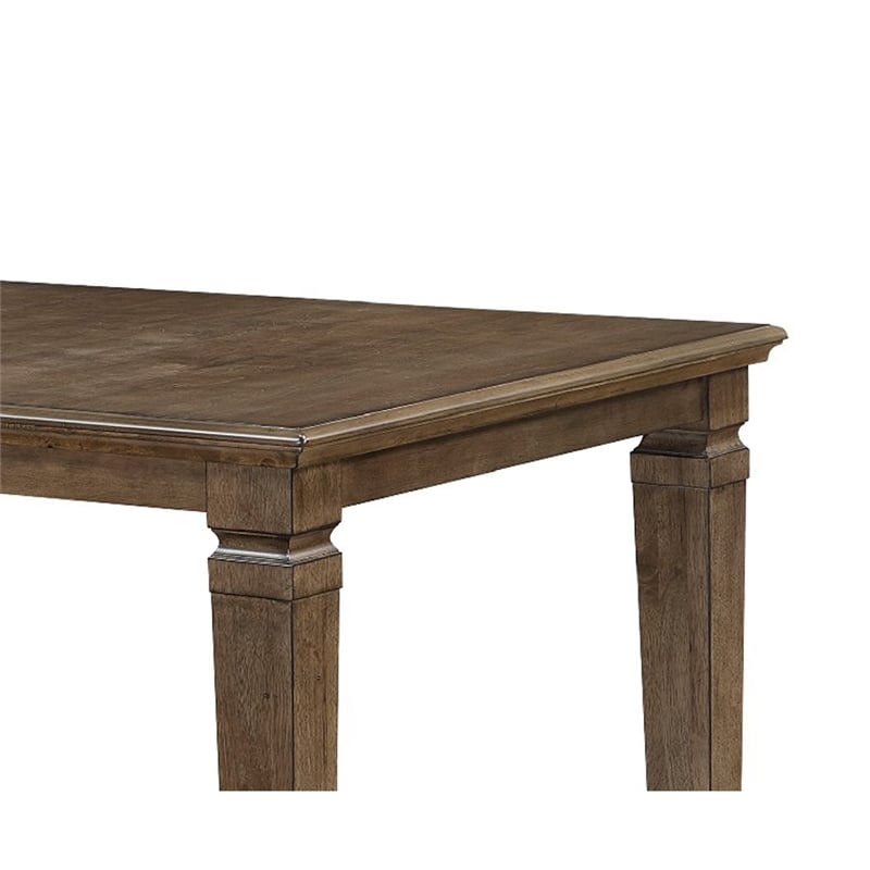 Dining Table w Removable Leaf- 66-84 Inch Top- Light Brown Veneer