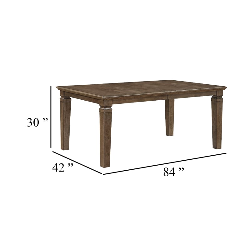 Dining Table w Removable Leaf- 66-84 Inch Top- Light Brown Veneer