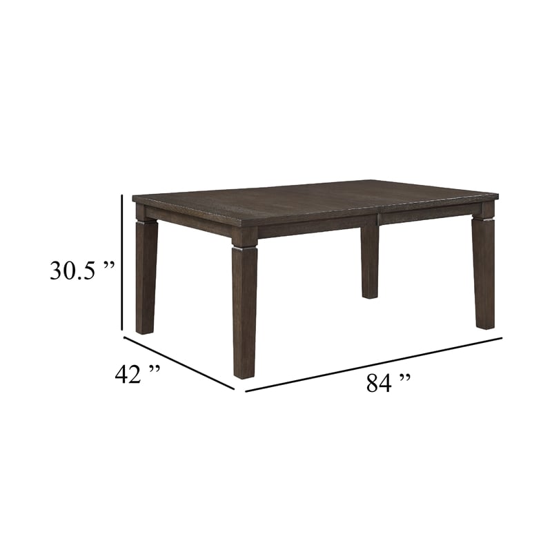 Dining Table w Removable Leaf- 66-84 Inch Top- Espresso Brown