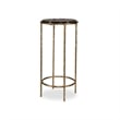 Accent Table- 12 Inch Round Recycled Glass Top- Gold Iron Frame