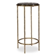 Accent Table- 12 Inch Round Recycled Glass Top- Gold Iron Frame