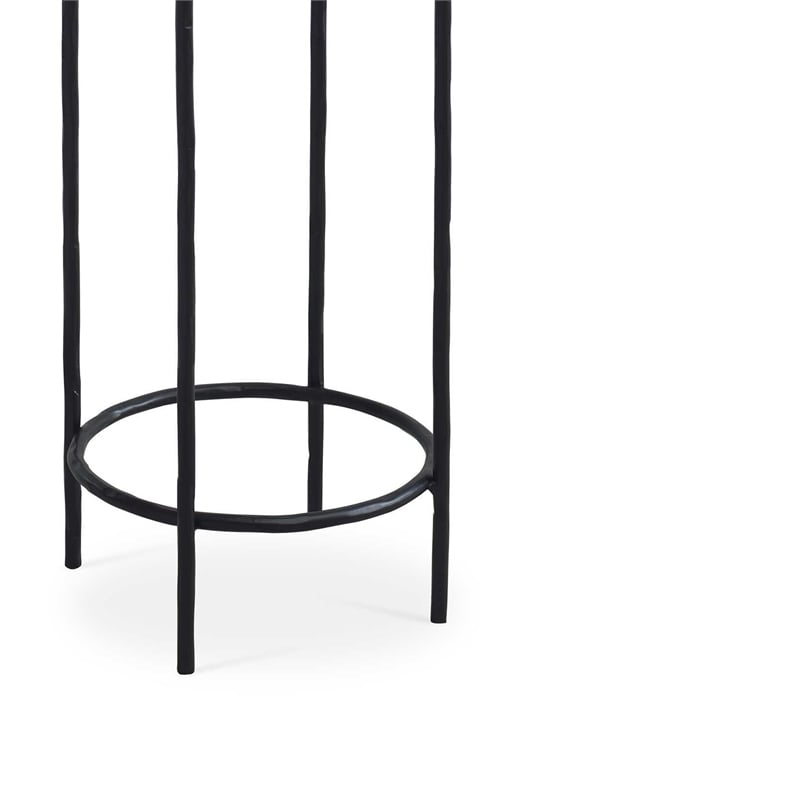 Accent Table- 12 Inch Round Recycled Glass Top- Black Iron Frame