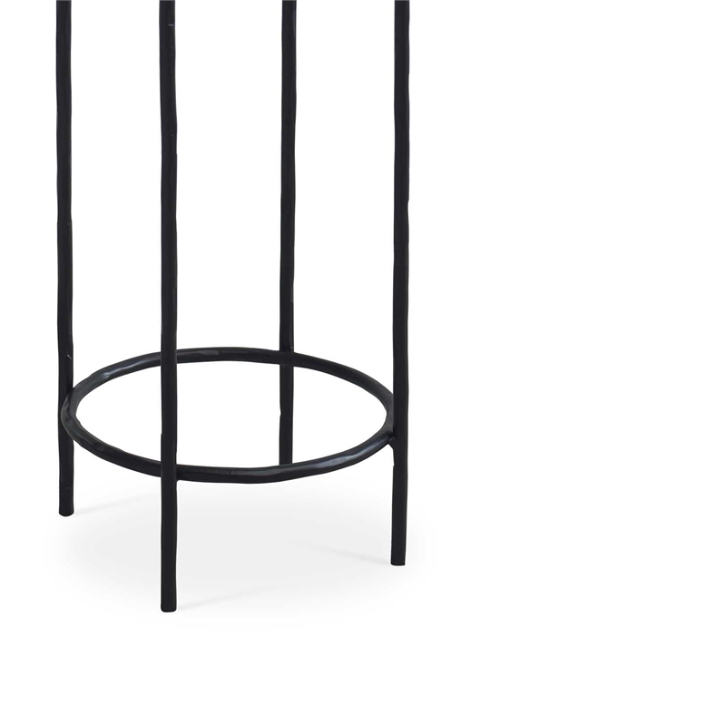 Accent Table- 12 Inch Round Recycled Glass Top- Black Iron Frame