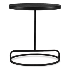 Accent Table- 21 Inch Oval Top- Black Aluminium and Iron Base