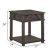 Side End Table- 24 Inch- 1 Drawer with Lower Open Shelf- Brown