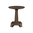 Side End Table- 22 Inch Round Top- Tapered Pedestal Base- Brown