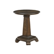 Side End Table- 22 Inch Round Top- Tapered Pedestal Base- Brown