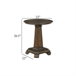 Side End Table- 22 Inch Round Top- Tapered Pedestal Base- Brown