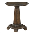 Side End Table- 22 Inch Round Top- Tapered Pedestal Base- Brown