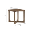 Side End Table- 24 Inch Square Top- X-Base Design- Light Brown