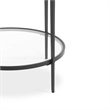 Side End Table- 24 Inch Round Mirrored Top- Open Shelf- Black