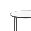 Side End Table- 24 Inch Round Mirrored Top- Open Shelf- Black