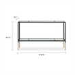 Sofa Console Table- 48 Inch Glass Top- 1 Shelf- Modern Black Iron
