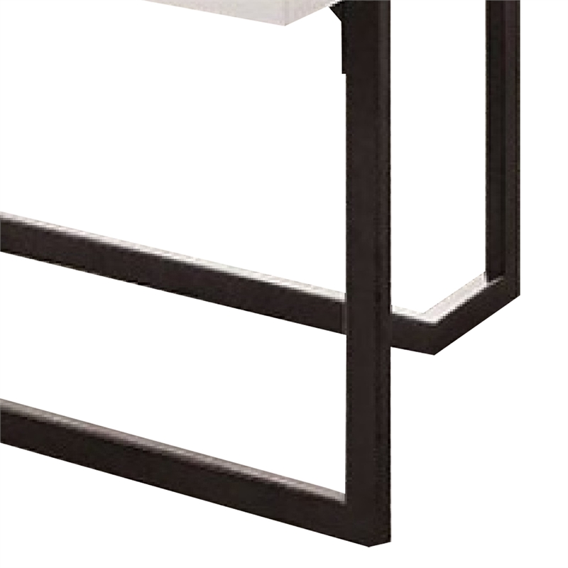 Coffee Table- Black Sled Base- 47 Inch- White Lacquer Top