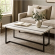Coffee Table- Black Sled Base- 47 Inch- White Lacquer Top