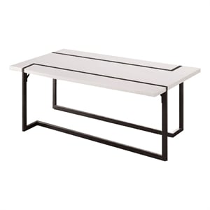 Coffee Table- Black Sled Base- 47 Inch- White Lacquer Top