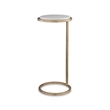 Accent Table- 10 Inch Round White Marble Top- Retro Gold Iron