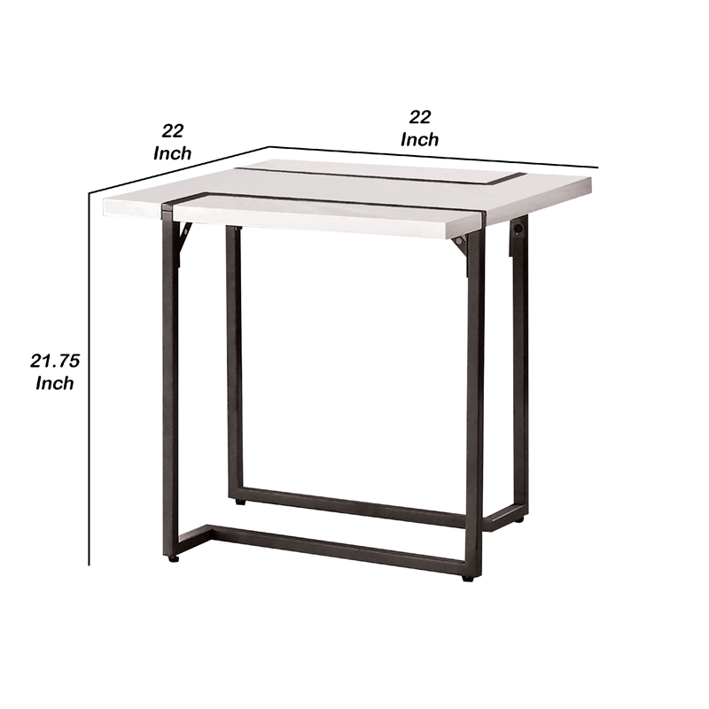 Side End Table- Black Steel Sled Base- 22 Inch