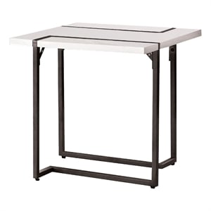 Side End Table- Black Steel Sled Base- 22 Inch