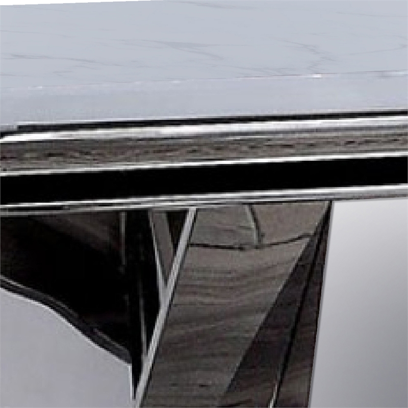 Side End Table- 24 Inch Faux Marble Top- V-Style Chrome Pedestal