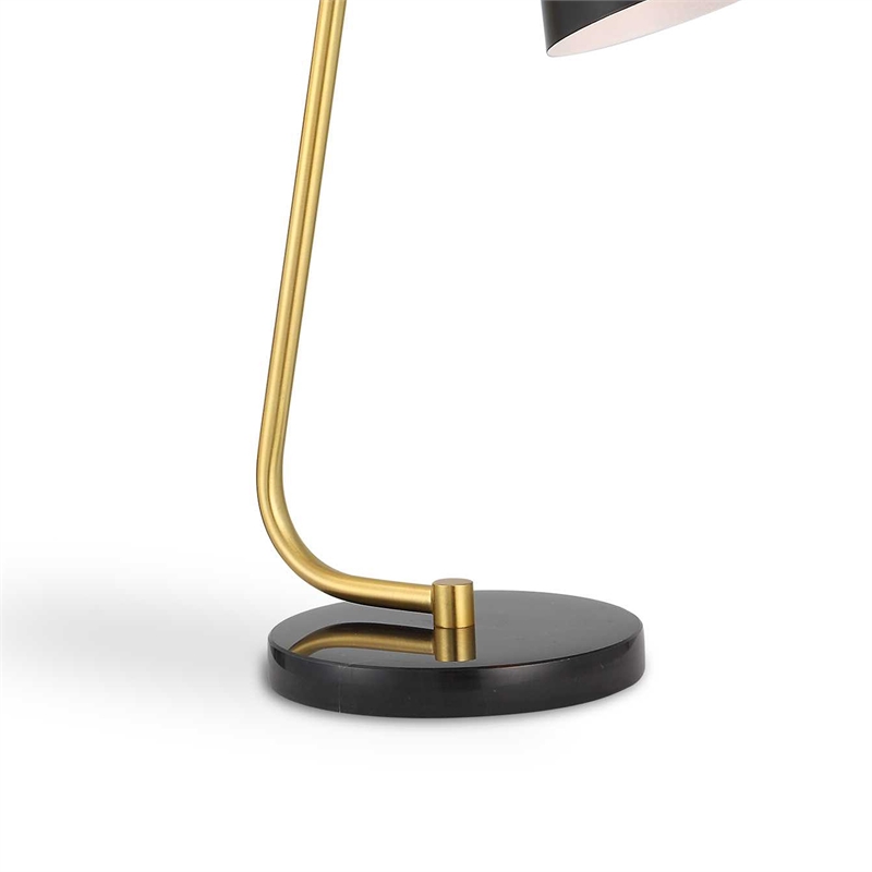Desk Lamp w Pivoting Shade- Marble Base- Black & Gold- 22 Inch