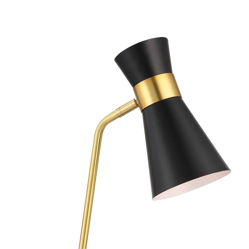 Desk Lamp w Pivoting Shade- Marble Base- Black & Gold- 22 Inch