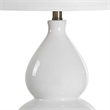 Table Lamp- White Linen Shade- White Gourd Ceramic Body- 26 Inch