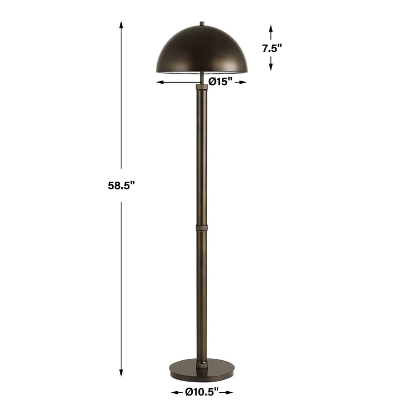 Modern Floor Lamp with Dome Metal Shade- 59 Inch Dark Bronze