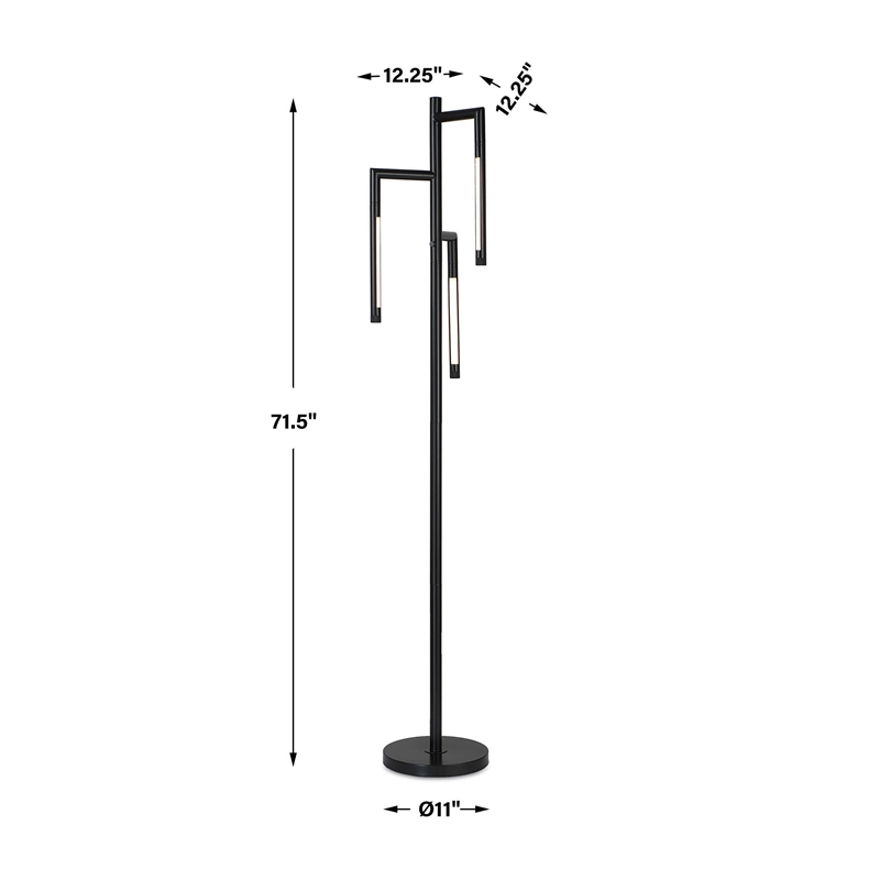 Floor Lamp with Rotating LED Arms and Dimmer- 72 Inch Black