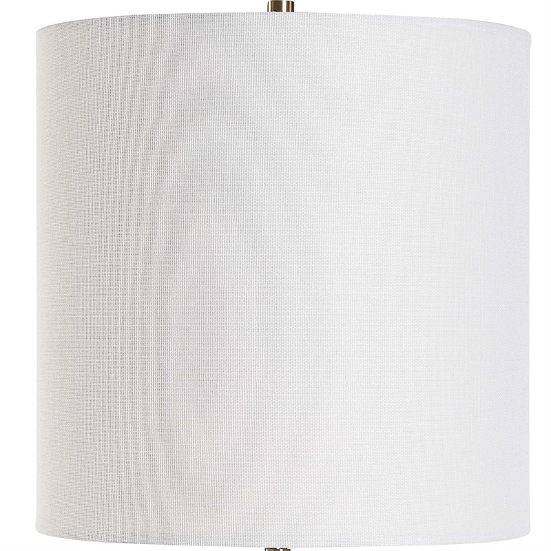 Table Lamp- Crystal Base- White Linen Shade- 32 Inch Antique Brass