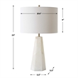 Table Lamp- Cream Marble Base- Off White Linen Shade- 23 Inch