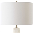 Table Lamp- Cream Marble Base- Off White Linen Shade- 23 Inch