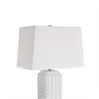Table Lamp- Linen Shade- Gloss White Ceramic- 25 Inch
