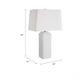 Table Lamp- Linen Shade- Gloss White Ceramic- 25 Inch