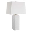 Table Lamp- Linen Shade- Gloss White Ceramic- 25 Inch