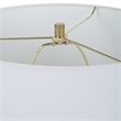 Table Lamp- White Linen Shade- Geometric Base- 28 Inch