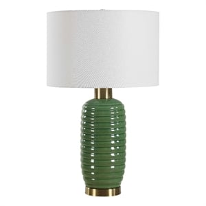Table Lamp- Off White Linen Shade- 27 Inch