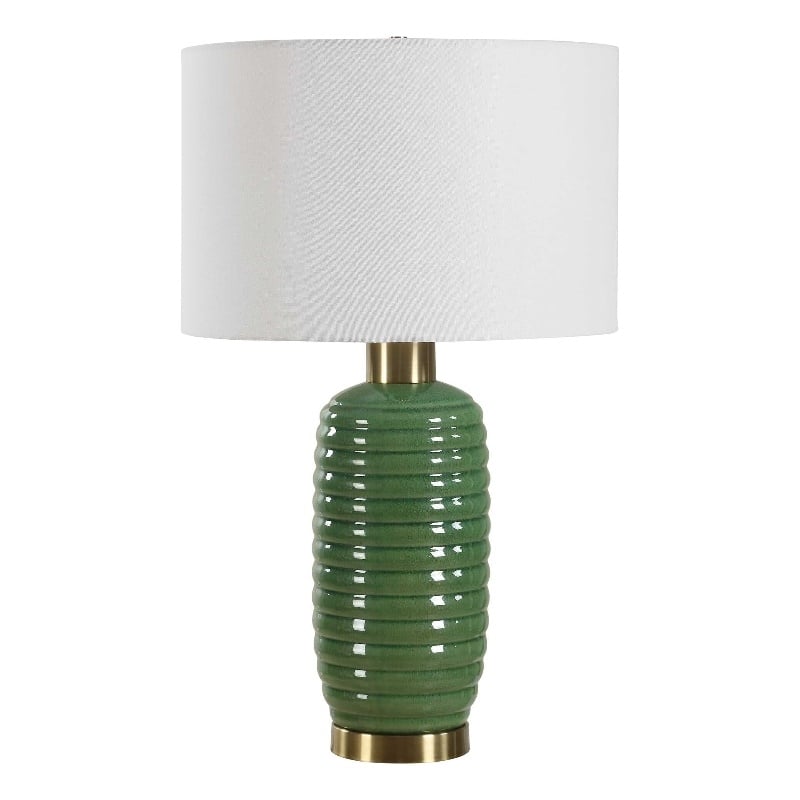 Table Lamp- Off White Linen Shade- 27 Inch