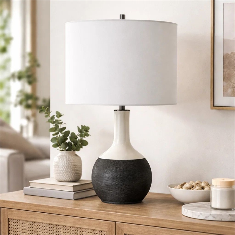 Table Lamp- White Linen Shade- 23 Inch