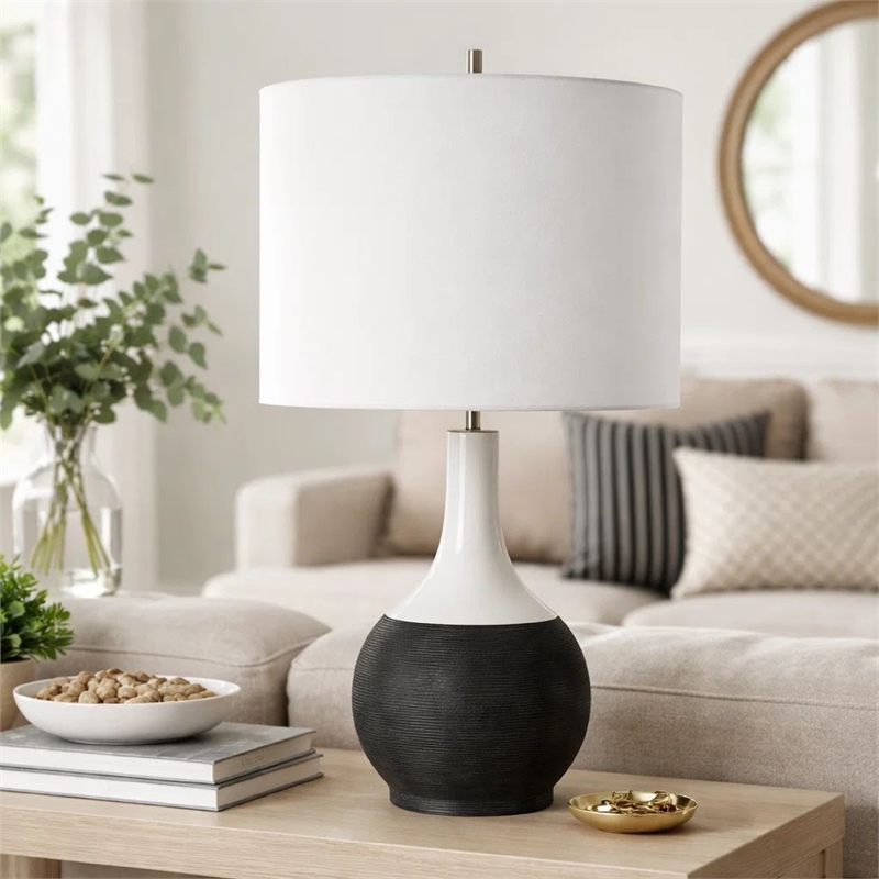 Table Lamp- White Linen Shade- 23 Inch