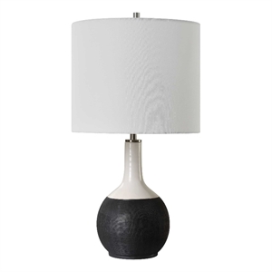 Table Lamp- White Linen Shade- 23 Inch