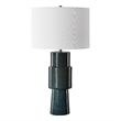 Table Lamp- Teal Ribbed Ceramic Base- 28 Inch