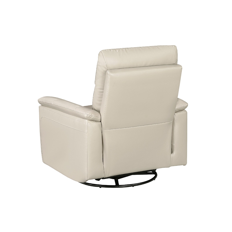 Manual Swivel Glider Reclining Chair- Taupe Top Grain Leather