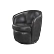 Swivel Barrel Chair with Curved Back- Smoky Gray Top Grain Leather