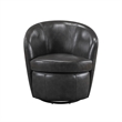 Swivel Barrel Chair with Curved Back- Smoky Gray Top Grain Leather