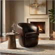 Swivel Barrel Chair with Curved Back- Bronze Top Grain Leather