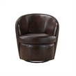 Swivel Barrel Chair with Curved Back- Bronze Top Grain Leather